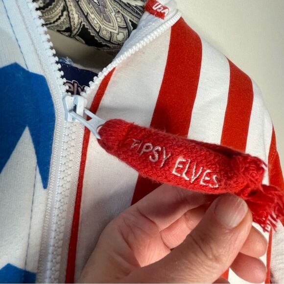Tipsy Elves American Flag Jumpsuit Patriotic Stars and Stripes Print Size Small - Picture 7 of 9